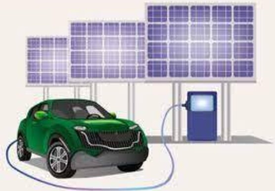 Elektrische wagen laadpaal zonnepaneel